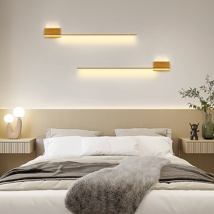 Aluminum Wood Grain Straight Line LED Wall Sconce Lamp