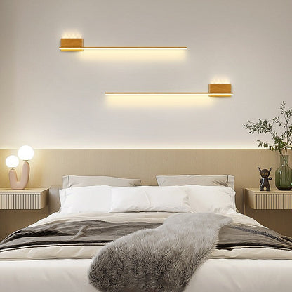Aluminum Wood Grain Straight Line LED Wall Sconce Lamp