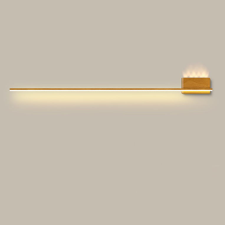 Aluminum Wood Grain Straight Line LED Wall Sconce Lamp