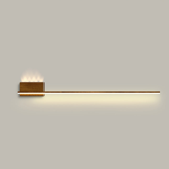 Aluminum Wood Grain Straight Line LED Wall Sconce Lamp