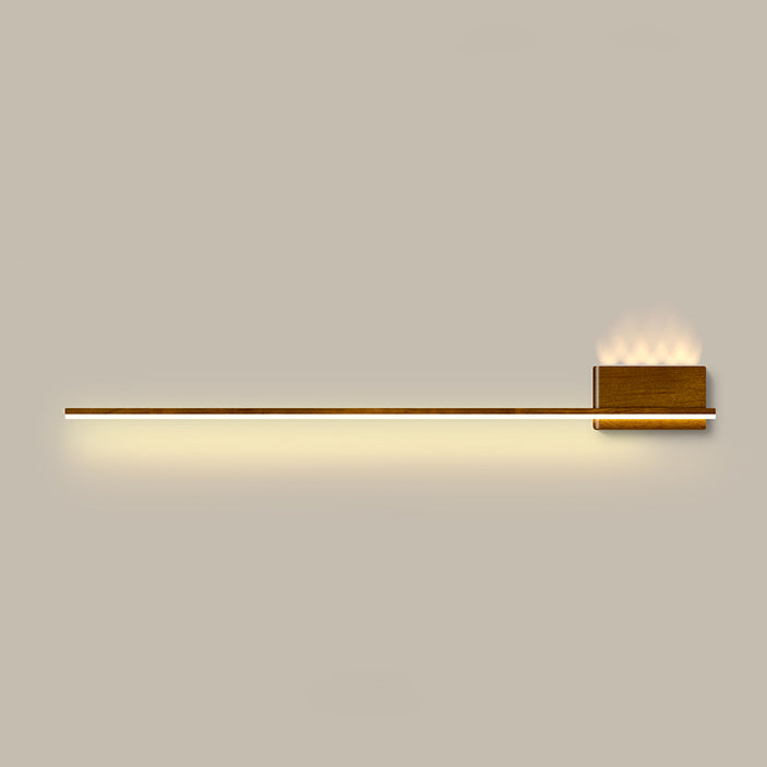 Aluminum Wood Grain Straight Line LED Wall Sconce Lamp