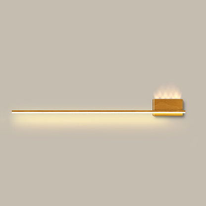 Aluminum Wood Grain Straight Line LED Wall Sconce Lamp
