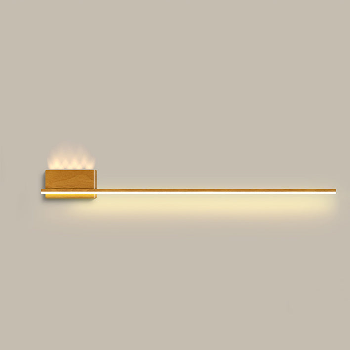 Aluminum Wood Grain Straight Line LED Wall Sconce Lamp