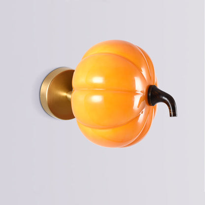Simulation Pumpkin Glass Iron 1-Light Wall Sconce Lamp