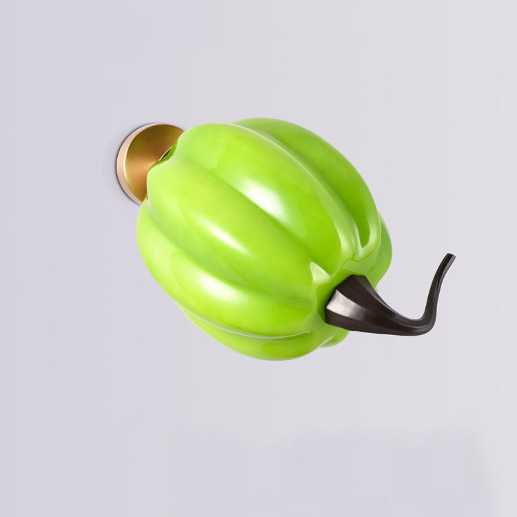 Simulation Pumpkin Glass Iron 1-Light Wall Sconce Lamp