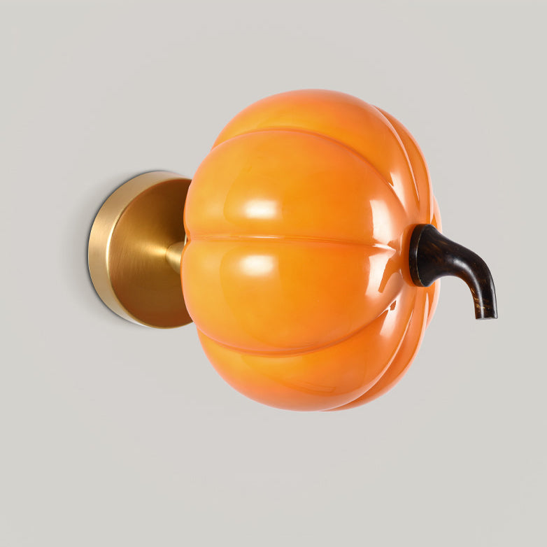 Simulation Pumpkin Glass Iron 1-Light Wall Sconce Lamp