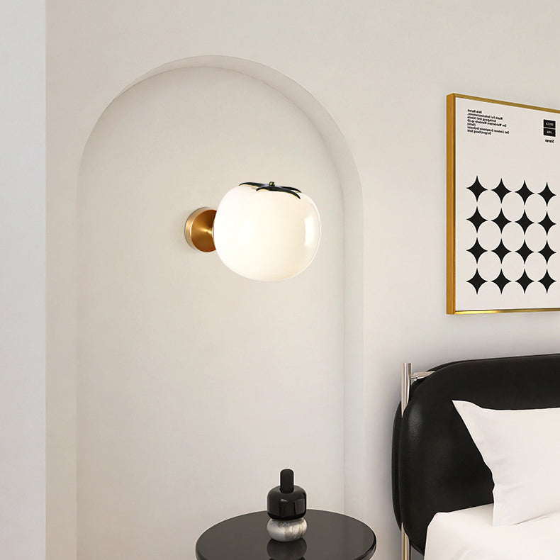 Simulation Pumpkin Glass Iron 1-Light Wall Sconce Lamp