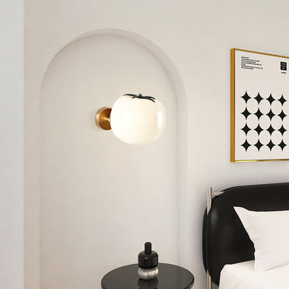 Simulation Pumpkin Glass Iron 1-Light Wall Sconce Lamp