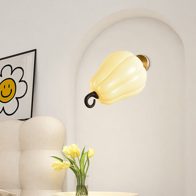 Simulation Pumpkin Glass Iron 1-Light Wall Sconce Lamp