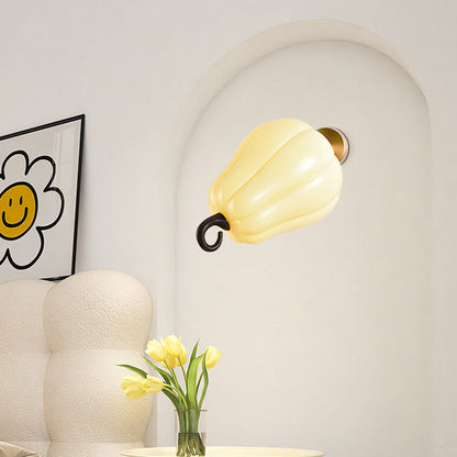 Simulation Pumpkin Glass Iron 1-Light Wall Sconce Lamp