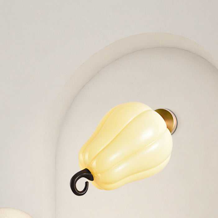 Simulation Pumpkin Glass Iron 1-Light Wall Sconce Lamp
