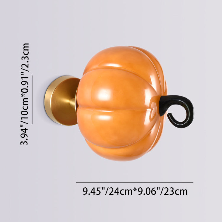 Simulation Pumpkin Glass Iron 1-Light Wall Sconce Lamp