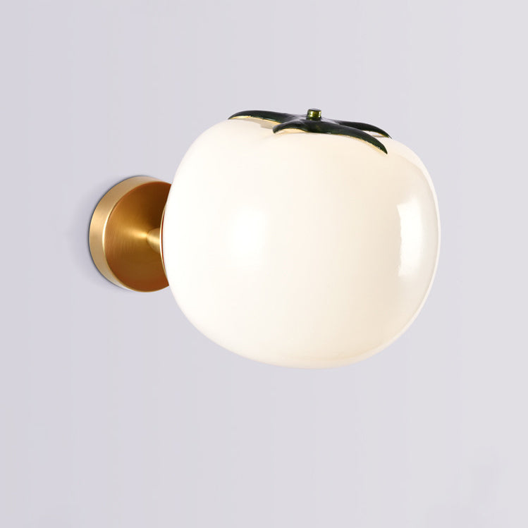 Simulation Pumpkin Glass Iron 1-Light Wall Sconce Lamp