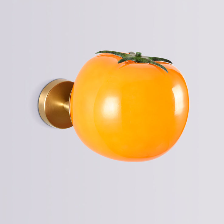 Simulation Pumpkin Glass Iron 1-Light Wall Sconce Lamp