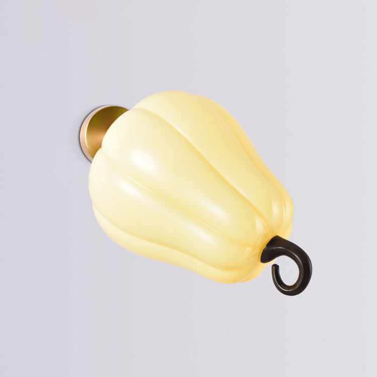 Simulation Pumpkin Glass Iron 1-Light Wall Sconce Lamp
