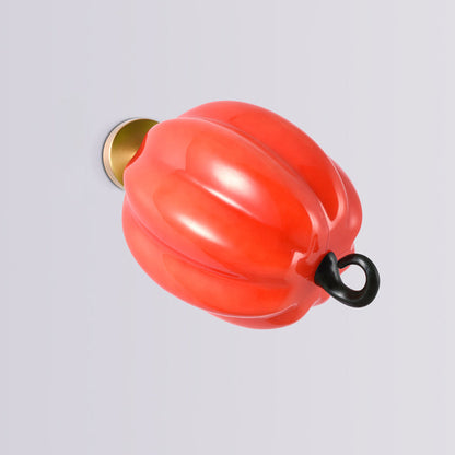 Simulation Pumpkin Glass Iron 1-Light Wall Sconce Lamp
