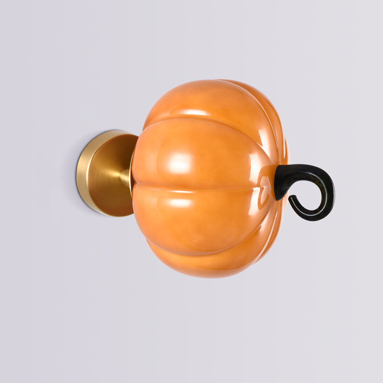Simulation Pumpkin Glass Iron 1-Light Wall Sconce Lamp