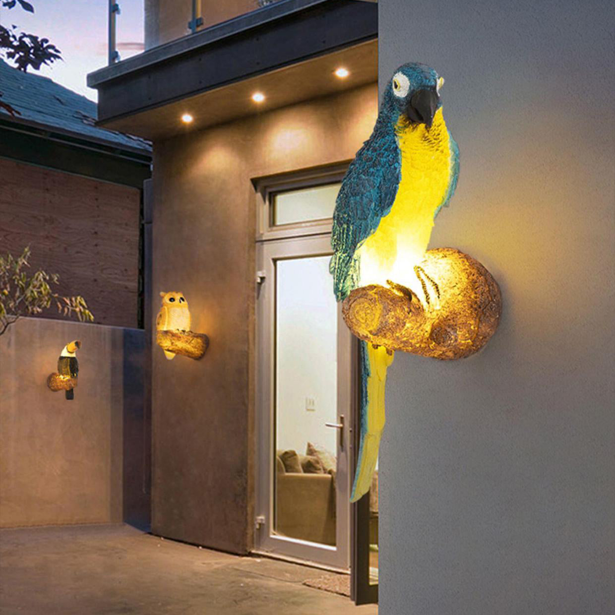 Resin Animal Toucan Owl Waterproof LED Wall Sconce Lamp