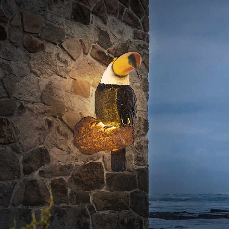 Resin Animal Toucan Owl Waterproof LED Wall Sconce Lamp