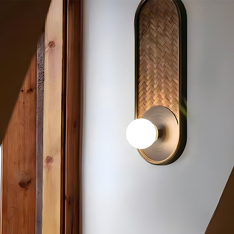 Traditional Oval Solid Wood Glass 1-Light Wall Sconce Lamp
