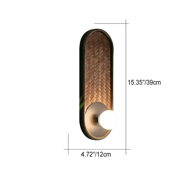 Traditional Oval Solid Wood Glass 1-Light Wall Sconce Lamp