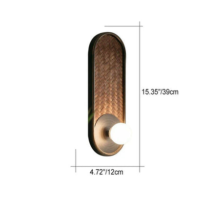 Traditional Oval Solid Wood Glass 1-Light Wall Sconce Lamp