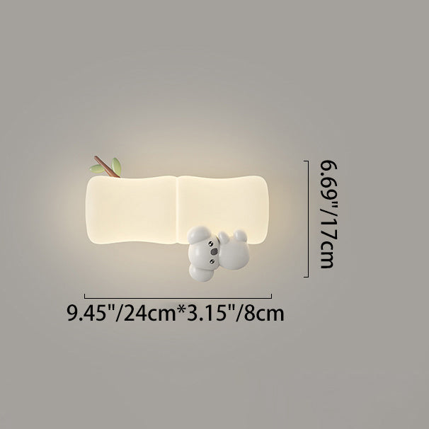 Creative Animal Koala Bamboo PE Shade LED Wall Sconce Lamp