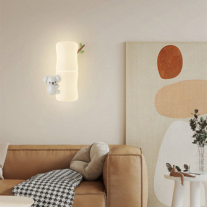 Creative Animal Koala Bamboo PE Shade LED Wall Sconce Lamp