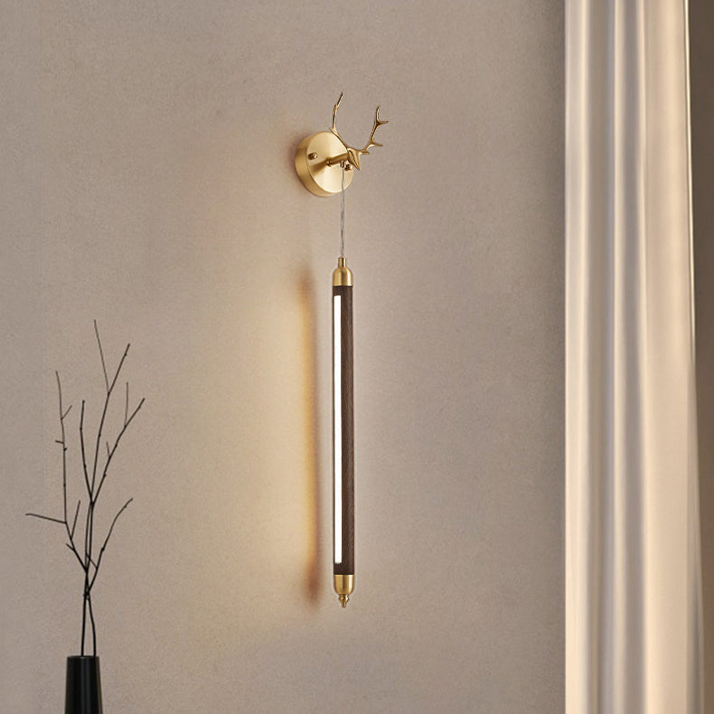 Simplicity Solid Wood Long Strip LED Wall Sconce Lamp