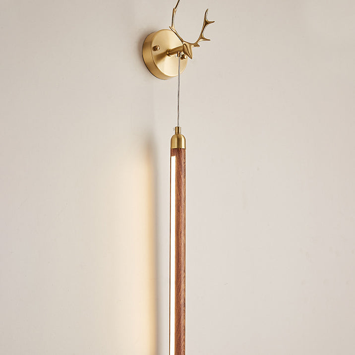 Simplicity Solid Wood Long Strip LED Wall Sconce Lamp
