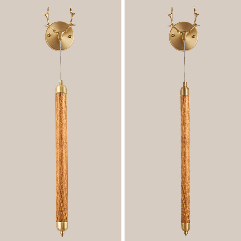 Simplicity Solid Wood Long Strip LED Wall Sconce Lamp