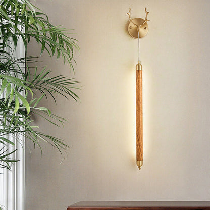 Simplicity Solid Wood Long Strip LED Wall Sconce Lamp