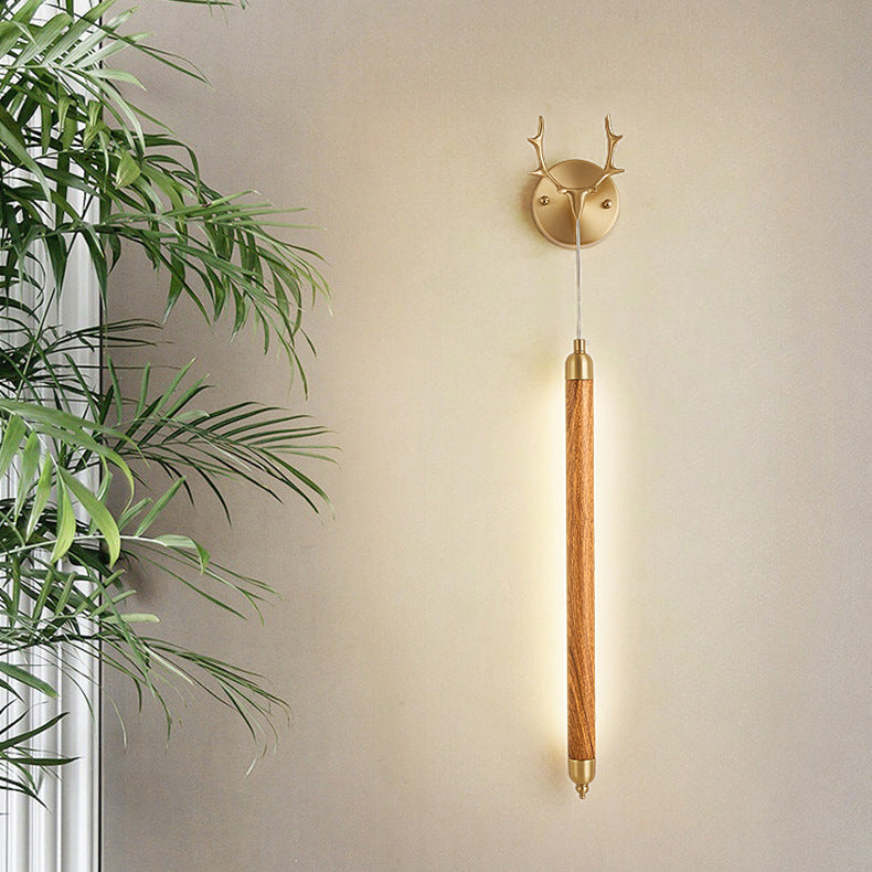 Simplicity Solid Wood Long Strip LED Wall Sconce Lamp