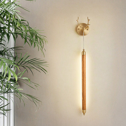Simplicity Solid Wood Long Strip LED Wall Sconce Lamp