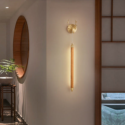 Simplicity Solid Wood Long Strip LED Wall Sconce Lamp