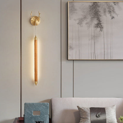 Simplicity Solid Wood Long Strip LED Wall Sconce Lamp