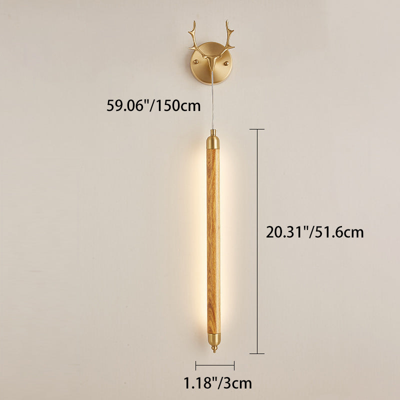 Simplicity Solid Wood Long Strip LED Wall Sconce Lamp