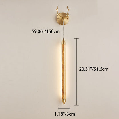 Simplicity Solid Wood Long Strip LED Wall Sconce Lamp