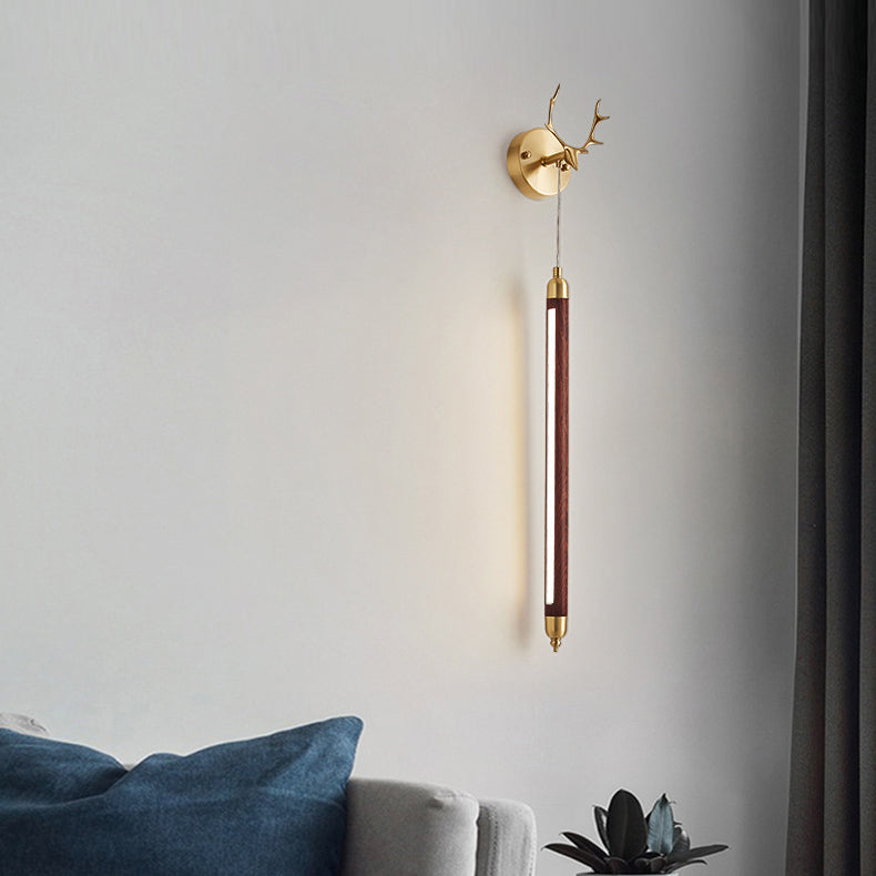 Simplicity Solid Wood Long Strip LED Wall Sconce Lamp