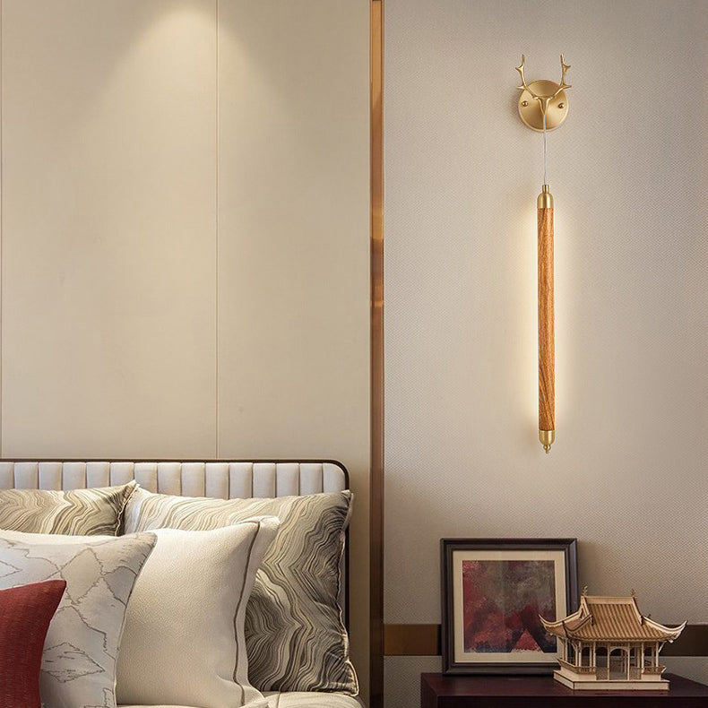 Simplicity Solid Wood Long Strip LED Wall Sconce Lamp