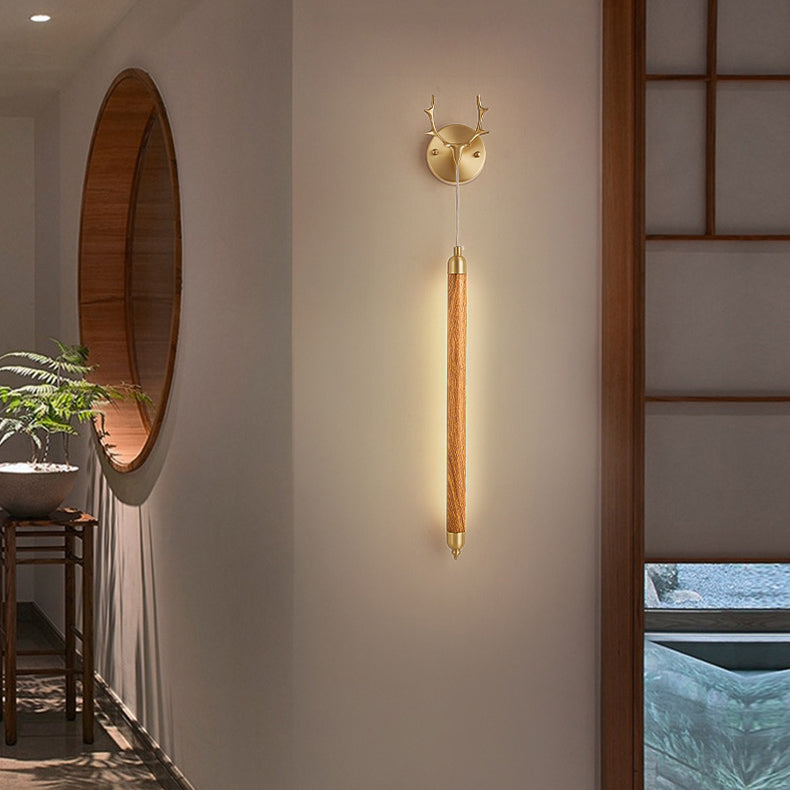 Simplicity Solid Wood Long Strip LED Wall Sconce Lamp