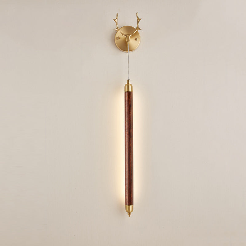 Simplicity Solid Wood Long Strip LED Wall Sconce Lamp