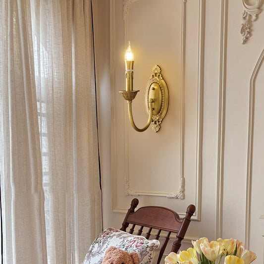 Luxury Full Copper Candelabra 1-Light Wall Sconce Lamp