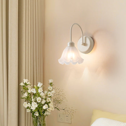 French Iron Flower Glass 1-Light Wall Sconce Lamp