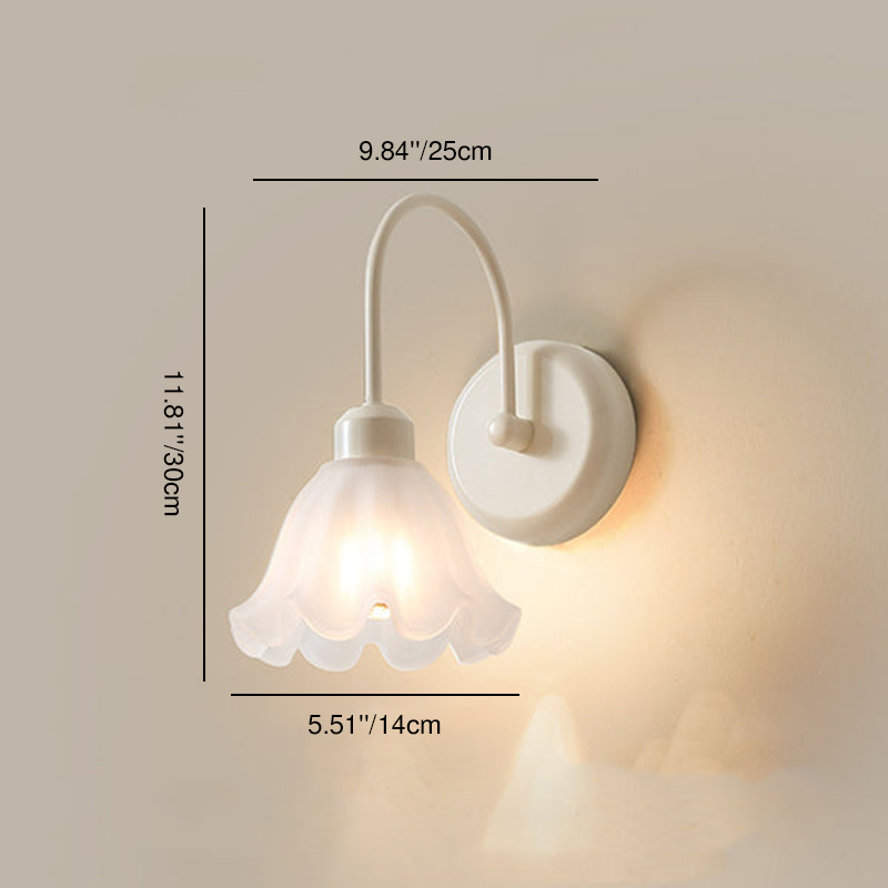French Iron Flower Glass 1-Light Wall Sconce Lamp
