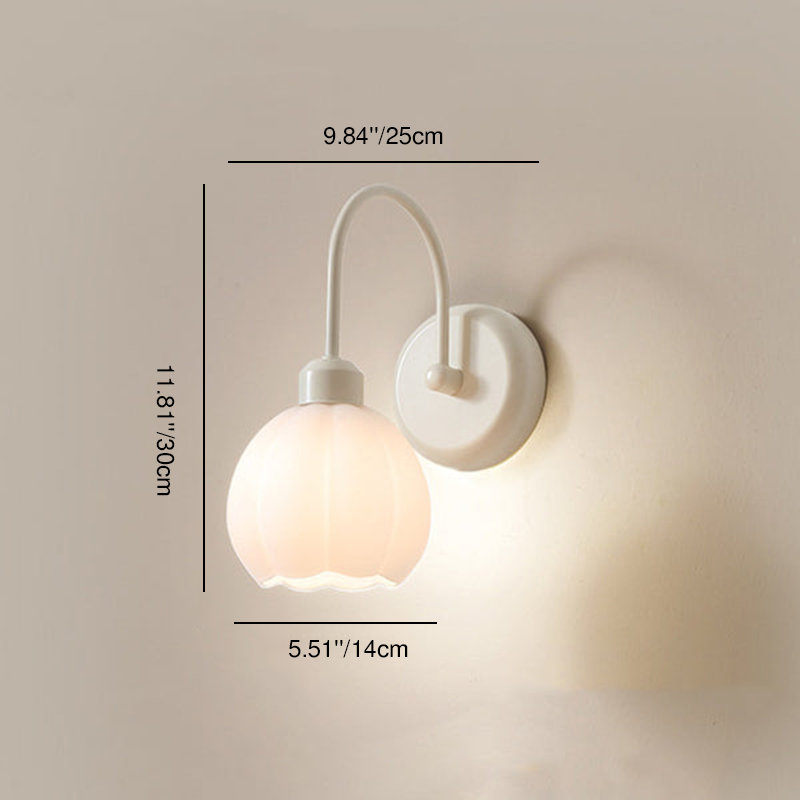 French Iron Flower Glass 1-Light Wall Sconce Lamp