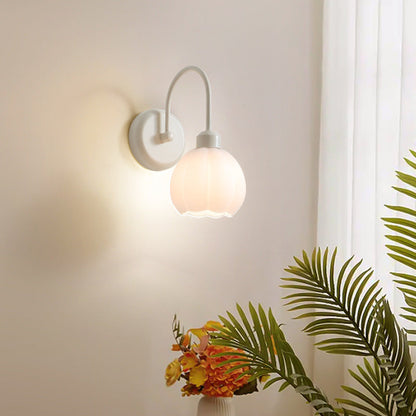 French Iron Flower Glass 1-Light Wall Sconce Lamp