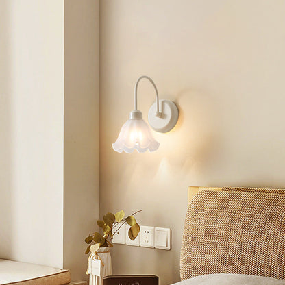 French Iron Flower Glass 1-Light Wall Sconce Lamp