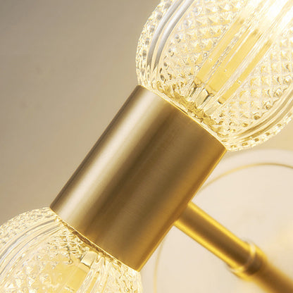 Luxury Full Copper Glass Column 2-Light Wall Sconce Lamp