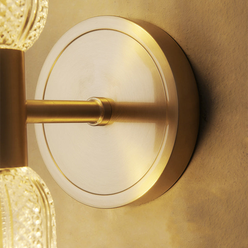 Luxury Full Copper Glass Column 2-Light Wall Sconce Lamp